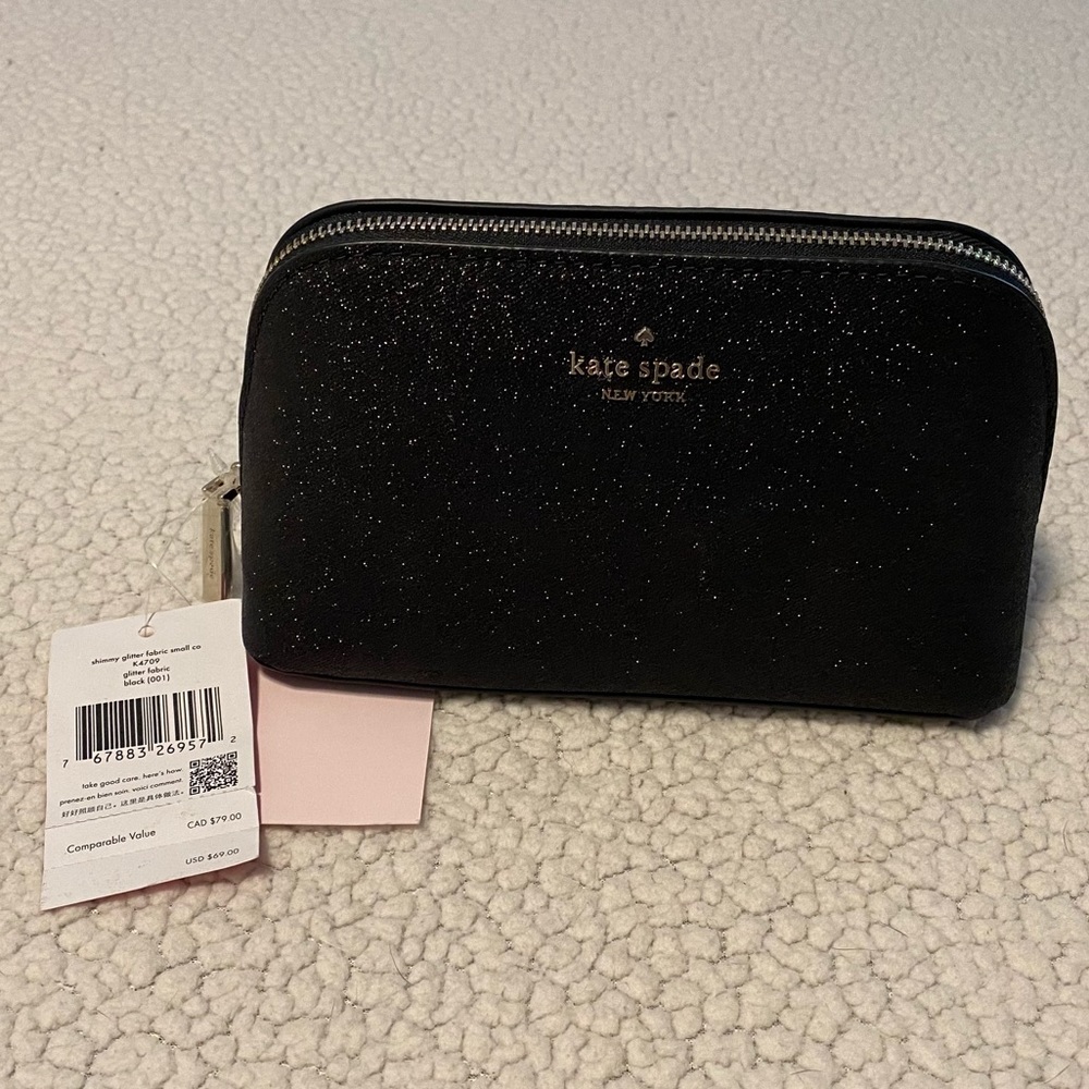 Kate Spade New York Shimmy Glitter Small Cosmetic Case!